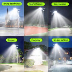 HIEPOCK 6000W Solar Street Light，200000LM 6500K Solar Street Lights Outdoor, Dusk to Dawn Solar Outdoor Lighting with Motion Sensor, IP67 Solar Parking Lot Lights, Suitable for Yard, Parking Lot