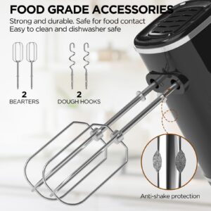 LINKChef Electric Hand Mixer, 450W Handheld Mixer with Whisk, Dough Hook and Storage Base, 5-Speed Turbo Kitchen Mixer Blender for Baking, Cakes, Eggs, Cream, Brownies