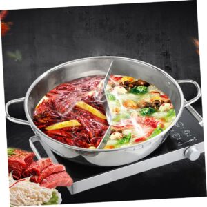 Stainless Steel Mandarin Pot Wok Pan with Lid Nonstick Cookware Ramen Hot Pot Chinese Divided Hotpot Divided Hotpot Pot Shabu Hot Pot Silver Practical Hot Pot Soup Pot Split