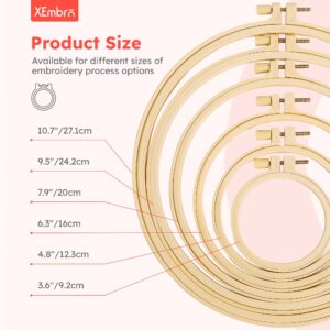 XEmbro 6 Pieces Embroidery Hoop 3.6 to 10.7 inches Plastic Cross Stitch Hoop with 16PCS Needles, Small Embroidery Hoops for Embroidery, Cross Stitch, Craft Sewing, and Decoration Ornaments