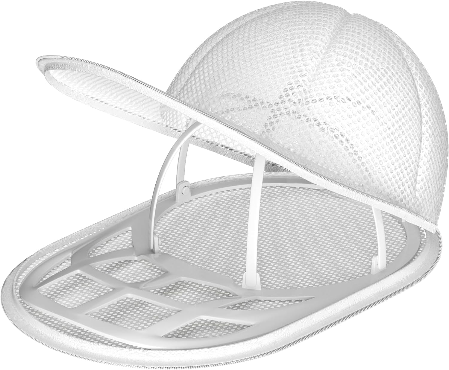 LONGD Hat Washer Cage for Baseball Caps, Sturdy Cleaning Protector with Frame Cage and Laundry Bag, Washing Machine Safe Hat Cleaner and Organizer, Suitable for Adult and Kids' Caps - 1-Pack,White