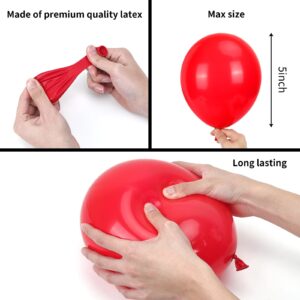 RUBFAC Red Balloons, 120pcs 5 Inch Red Balloons, Thicker Red Balloons for Birthday Wedding Baby Shower Graduation Anniversary Party Decorations