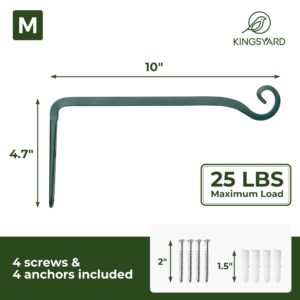 Kingsyard 2-Pack Wall Plant Hanger Outdoor - Heavy Duty Metal Hanging Bracket Hooks for Hanging Plant Bird Feeders Lanterns Wind Chimes Outdoor & Indoor, 10-Inch/Green