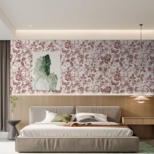 LOVADA Wallpaper Peel and Stick - 15.7x118inch Wallpapers Rose Flowes Wall Paper Red and White Vinyl Peel and Stick Wallpaper Cabinet Contact Paper, Modern Wallpaper for Home Deco