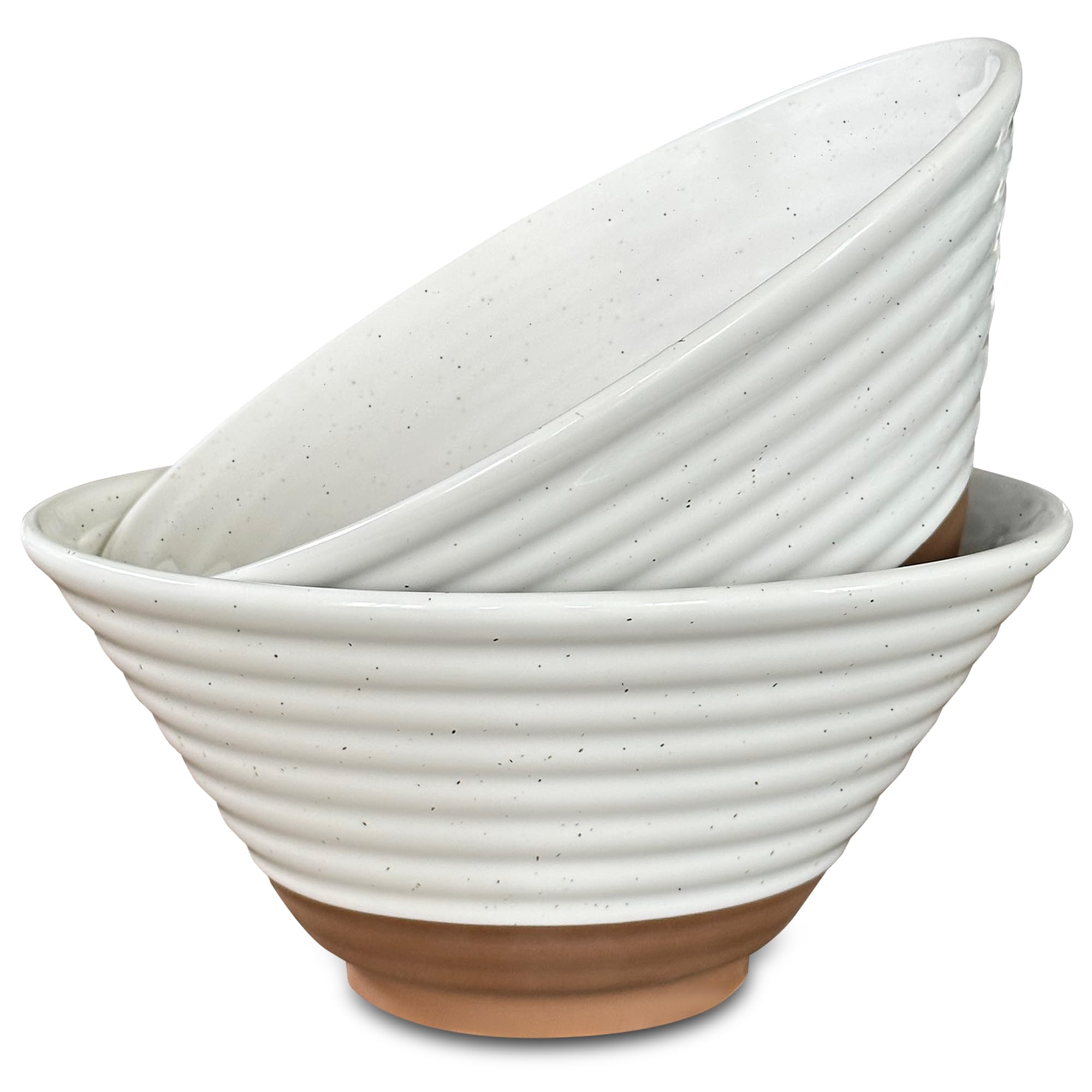 Mora Ceramic Ramen Bowl Set of 2, 45oz - Great for Pho, Miso Udon Soup, Instant Noodles, Serving, Thai or Asian Food - Microwave Safe Large Japanese Noodle Bowls, Modern Kitchen - Vanilla White