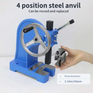 HAowosi Arbor Press 1 Ton,Ratchet Leverage Arbor Press with Handwheel,5.5" Maximum Height Manual Desktop Punch Press Machine Metal Arbor Press Tool,for Stamping