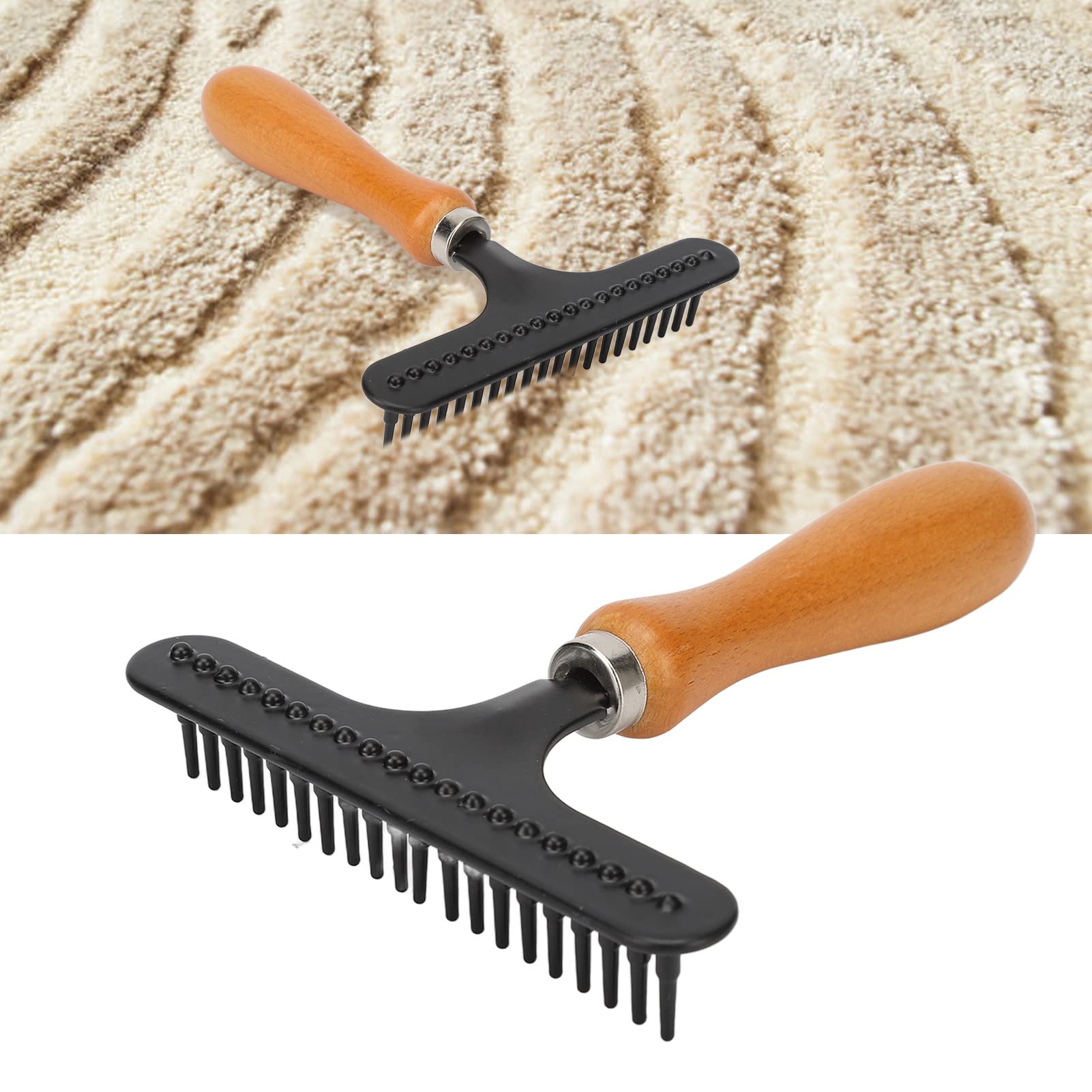 Carpet Rake, Handheld Carpet Rakes Cleaning Grooming Stainless Steel Hair Groomer Rug Rake for Beauty Salon Portable Shag Rug Rake Carpet Rake to Fluff Carpet Carpet Sweepers