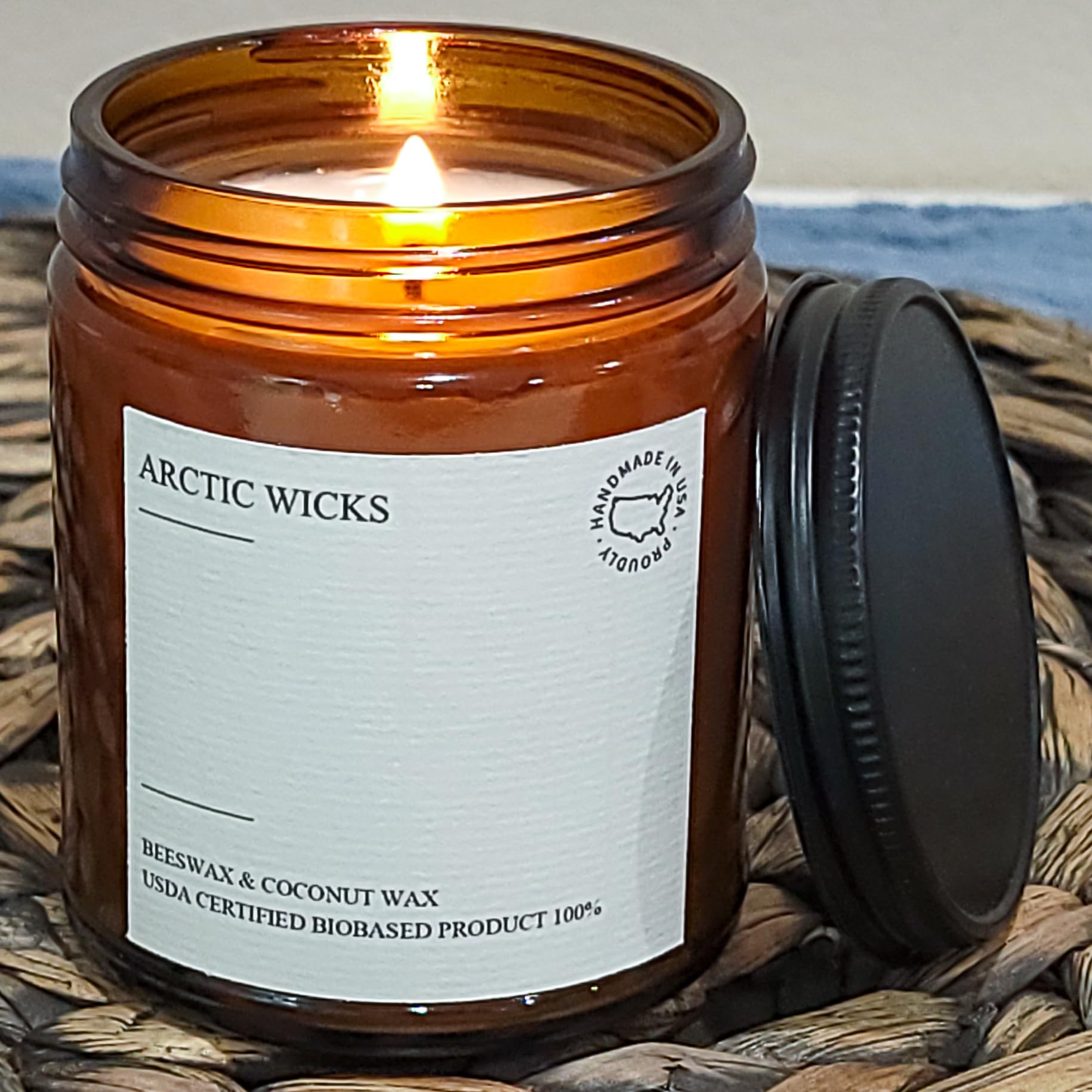 Arctic Wicks 3 Pack Fall Candles Honey Spiced Pear, Pumpkin Spice Latte, Apple Macintosh | Coconut Beeswax Candles | 9oz Amber Jar | Farmhouse Candles Non-Toxic Clean Burn 100% USDA Certified Biobased