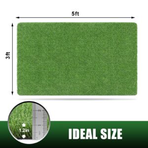 TREETONE Artificial Turf Rug, 3x5 Ft Realistic Grass Mat, Indoor/Outdoor Rug Green Turf Perfect for Multi-Purpose Home Entryway Scraper, Patio Lawn, Dog, Lawn, Garden Doormat