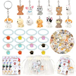 banballon dog party favors puppy keychain with gift bags dog thank you tags stickers for puppy dog theme birthday party kids paw party baby shower decoration supplies (dog 01)