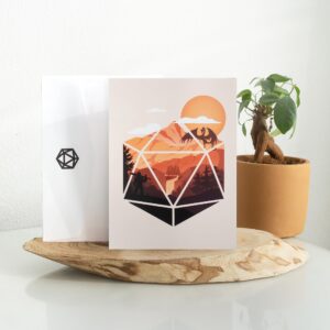 Glassstaff Birthday Greeting Card with d20 dice envelope for Dungeons and Dragons - DnD Dice postcard gift dnd birthday decorations dnd gifts for men, women and dm/gm dungeon master