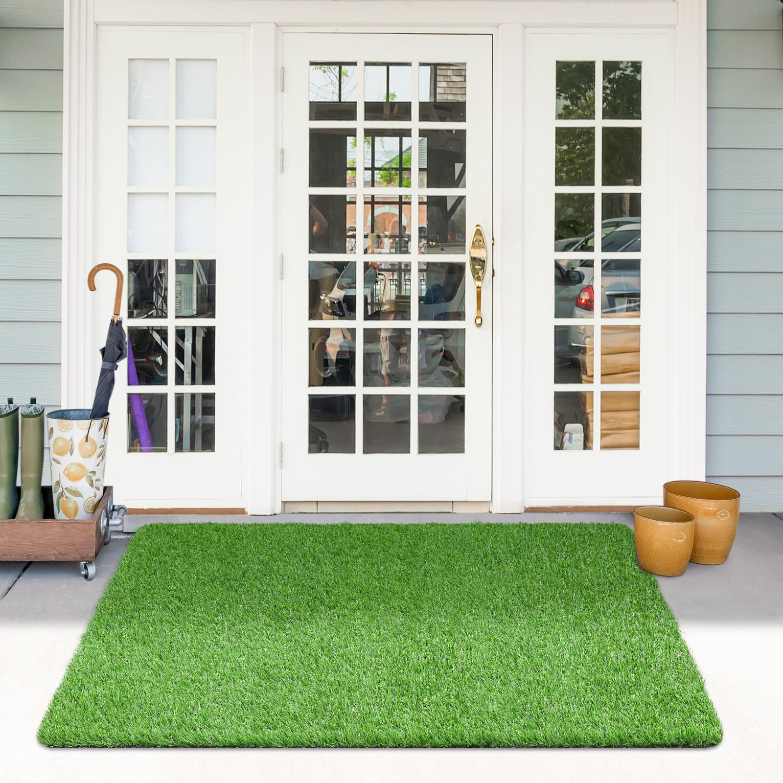 TREETONE Artificial Turf Rug, 3x5 Ft Realistic Grass Mat, Indoor/Outdoor Rug Green Turf Perfect for Multi-Purpose Home Entryway Scraper, Patio Lawn, Dog, Lawn, Garden Doormat