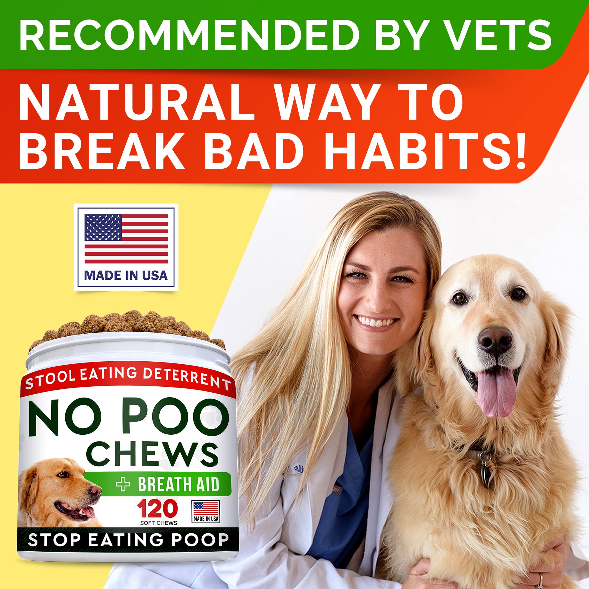 No Poo Treats - No Poop Eating for Dogs - Coprophagia Stool Eating Deterrent & Prevention – Stop Eating Poop for Dogs - Probiotics & Digestive Enzymes - Digestive Health & Immune Support - 240 Ct