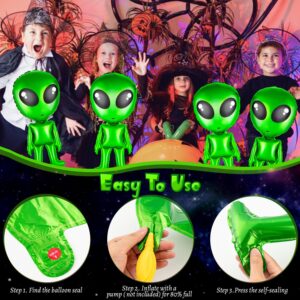 8 pcs Alien Balloons 32 in Green Alien Inflatable Funny Inflatable Alien Balloon Blow Up Alien for Halloween, Christmas, Birthday Alien Party Decoration