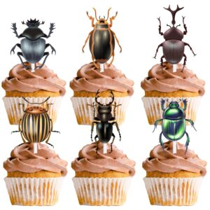 18pcs glitter dessert cupcake topper reptile insect beetle theme decorations baby shower boys girls happy birthday party decor supplies