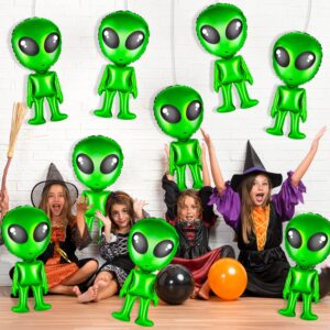 8 pcs Alien Balloons 32 in Green Alien Inflatable Funny Inflatable Alien Balloon Blow Up Alien for Halloween, Christmas, Birthday Alien Party Decoration