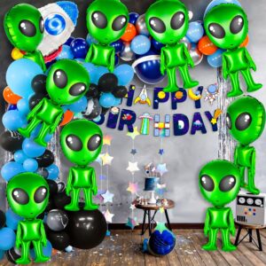 8 pcs Alien Balloons 32 in Green Alien Inflatable Funny Inflatable Alien Balloon Blow Up Alien for Halloween, Christmas, Birthday Alien Party Decoration