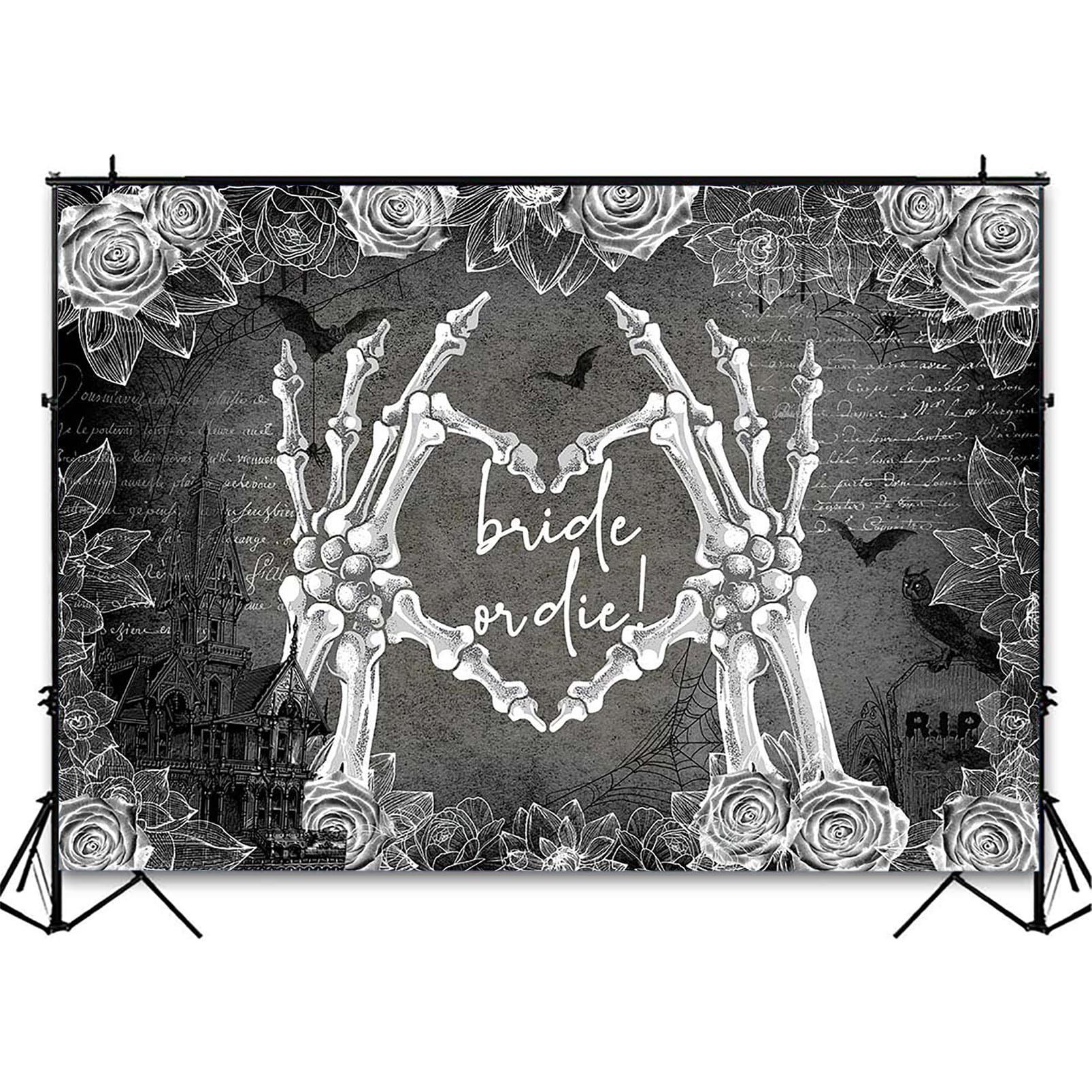 Avezano Bride Or Die Bachelorette Party Decorations Till Death Do Us Part Bridal Shower Gothic Wedding Engagement Party Decor Photoshoot Photo Booth Backdorps (7x5ft)