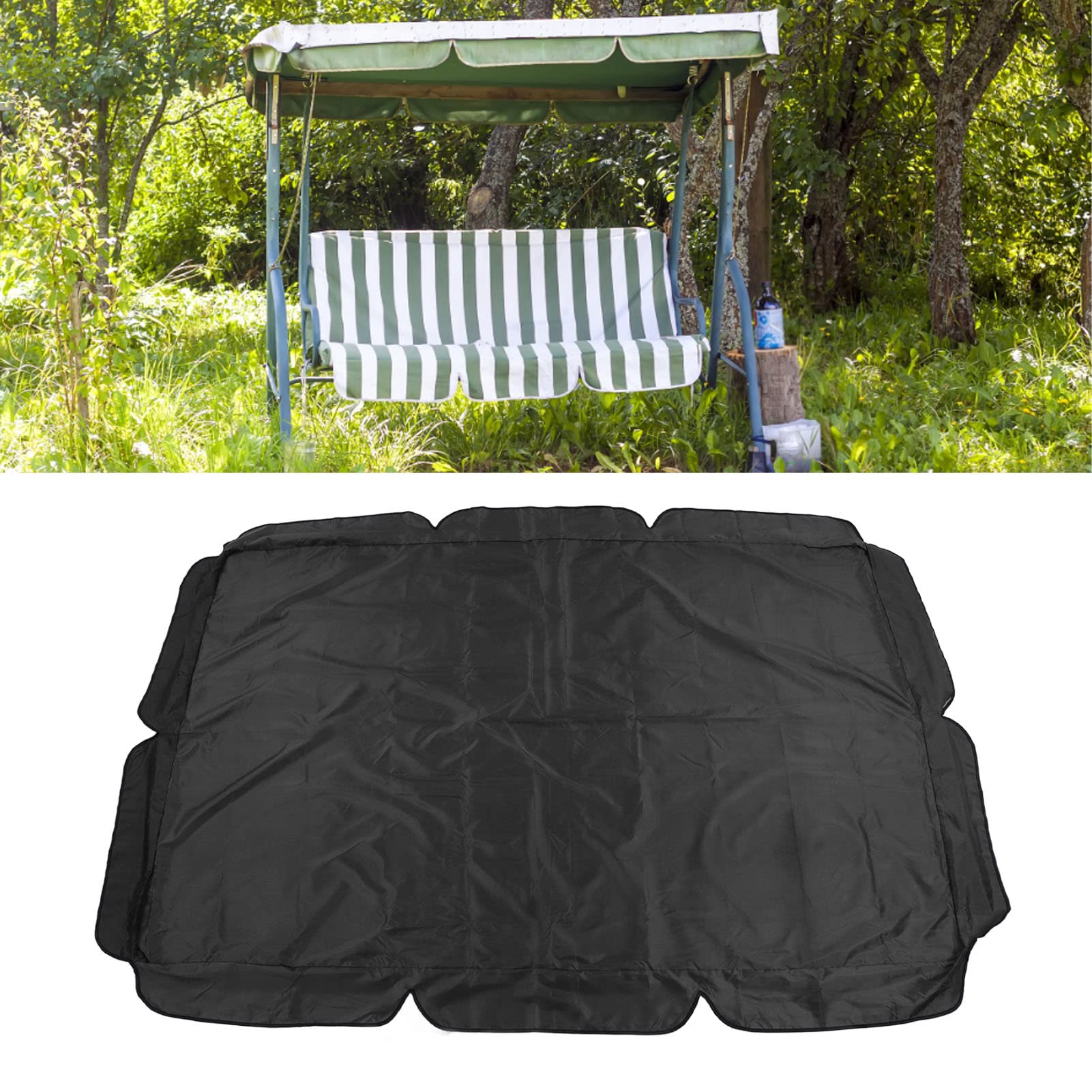 Hztyyier Waterproof Outdoor Swing Canopy Proof Porch Top Replacement Cover for Patio Yard Chair (Black)