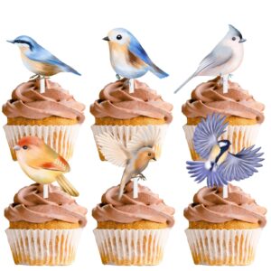 18pcs glitter dessert cupcake topper flying bird nature theme decor supplies baby shower boys girls happy birthday party decorations