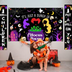 Avezano Hocus Pocus Halloween Decorations 3Pcs Halloween Witches Banner Hocus Pocus Halloween Door Decorations Indoor Outdoor