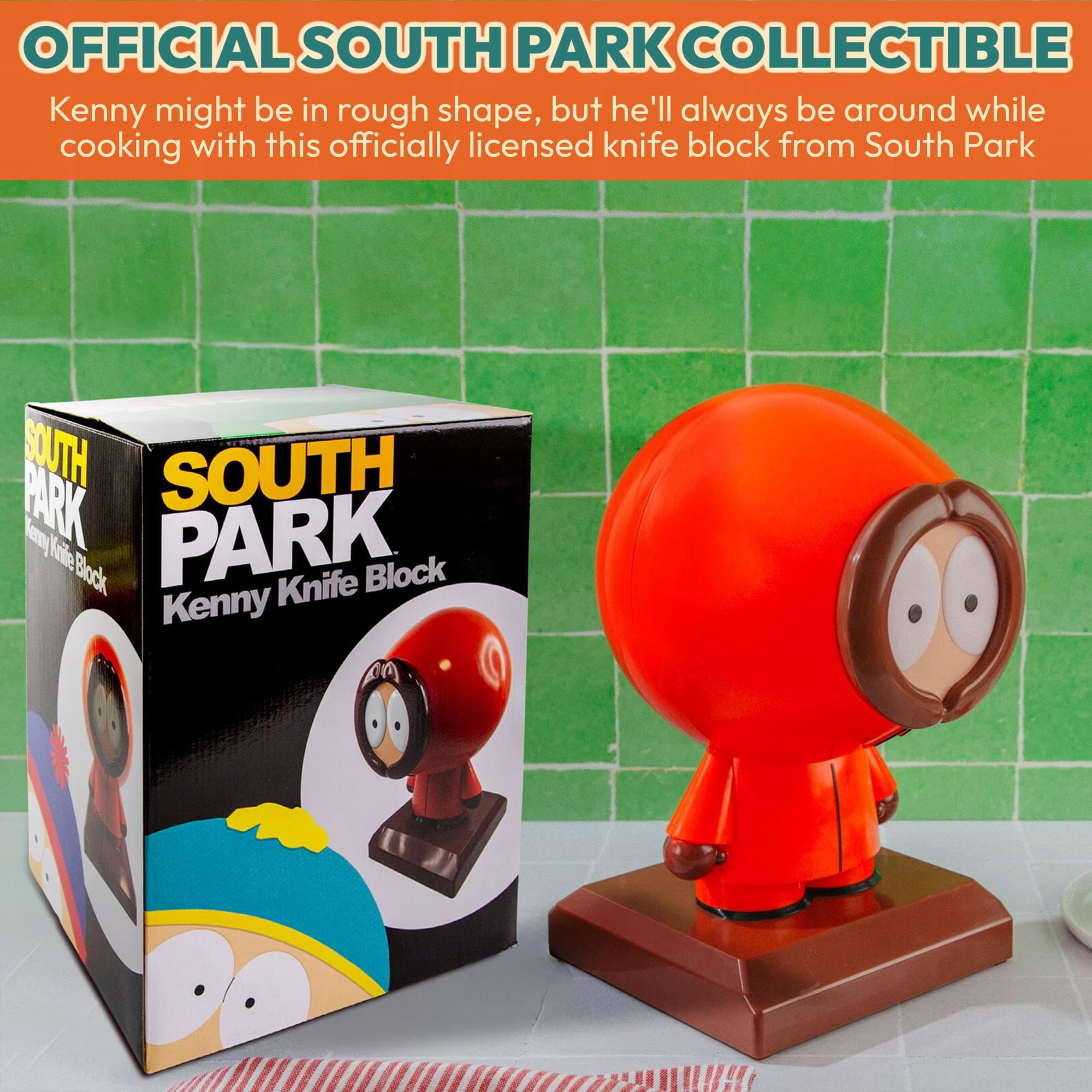 South Park Kenny 10-Slot Knife Block Holder | Freestanding Kitchen Storage Organizer, Space-Saving Cutlery Display | 9 x 10 x 14 Inches