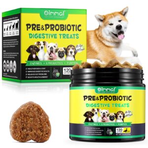 probiotics for dogs, 120 chews dog probiotics treats, digestive treats dogs probiotics and digestive enzymes, dog digestive health gut, immune bowel support, reduce diarrhea, gas, itchy relief