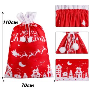 CCINEE Giant Christmas Santa Sack,Oversized Red Velvet Santa Bags Gift Wrap with Cord Drawstring for Christmas Party Supplies Storage Bags Holiday Gifts Decor（43.3 x 27.5 Inch，House Elk）