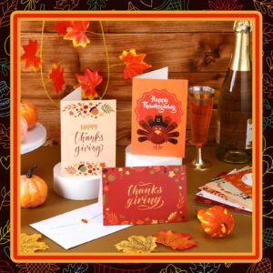 Jetec 240 Pcs Thanksgiving Greeting Cards with Envelopes Bulk Fall Greeting Cards Vintage Turkey Pumpkins Greeting Cards Thank You Cards for Fall Autumn Holiday, Harvest Wedding Dinner