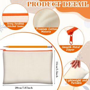 Abbylike 50 Pcs Sublimation DIY Blank Canvas Pencil Case Canvas Makeup Bags Canvas Pencil Pouch Bulk Canvas Heat Transfer Pouch Multipurpose Cosmetic Bag for Travel DIY Craft (7.87'' x 5.51'')