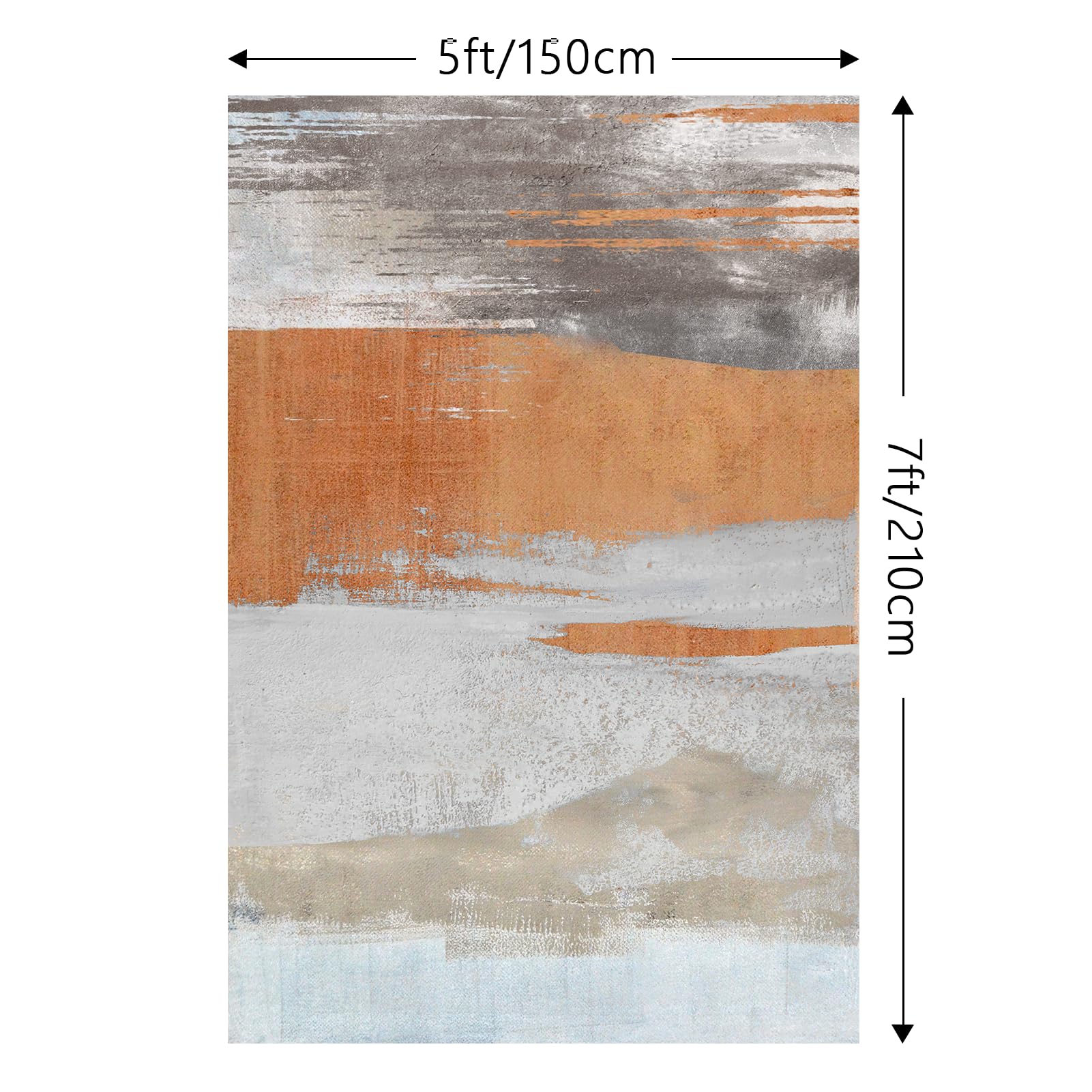 Eroyat Modern Indoor Slim Area Rug,5x7 Feet Large Living Room Bedroom Rug,Light Luxury Entryway Kitchen Rug,Non-Slip and Non-Shedding Low Pile Easy to Clean Home Decor,Gray-Orange