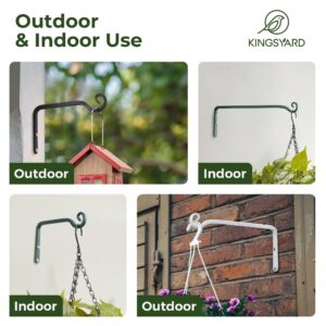 Kingsyard 2-Pack Wall Plant Hanger Outdoor - Heavy Duty Metal Hanging Bracket Hooks for Hanging Plant Bird Feeders Lanterns Wind Chimes Outdoor & Indoor, 10-Inch/Green