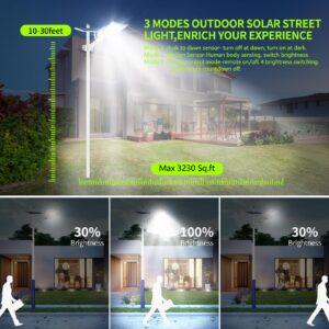 HIEPOCK 6000W Solar Street Light，200000LM 6500K Solar Street Lights Outdoor, Dusk to Dawn Solar Outdoor Lighting with Motion Sensor, IP67 Solar Parking Lot Lights, Suitable for Yard, Parking Lot