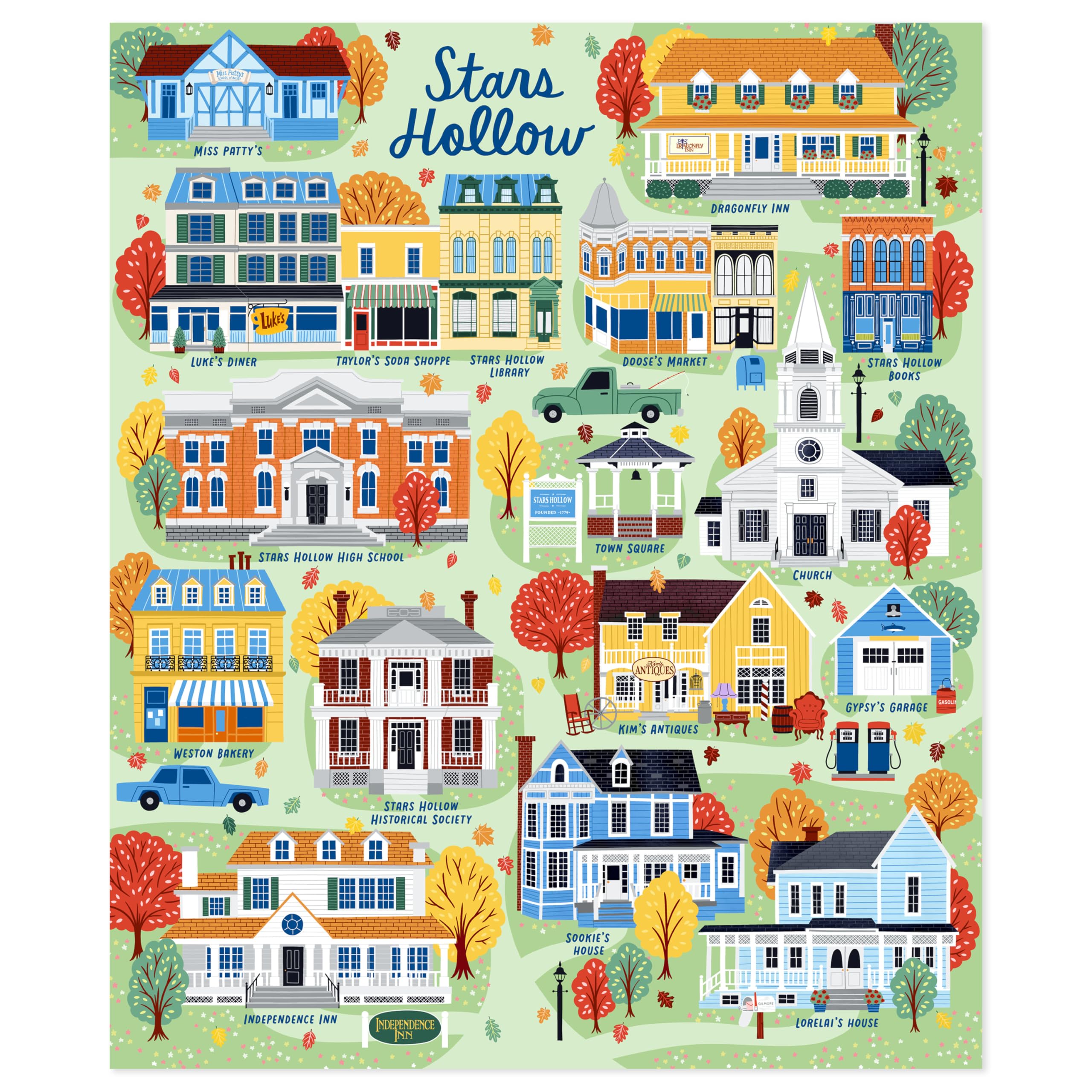 Hallmark Gilmore Girls Stars Hollow Map Blanket, 50" x 60", Gift for Christmas, Birthdays, Mother's Day, Valentine's Day