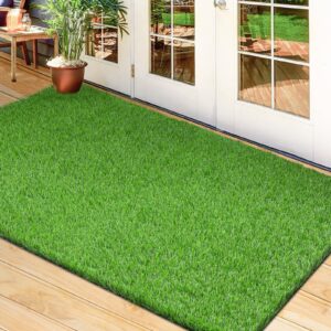 treetone artificial turf rug, 3x5 ft realistic grass mat, indoor/outdoor rug green turf perfect for multi-purpose home entryway scraper, patio lawn, dog, lawn, garden doormat