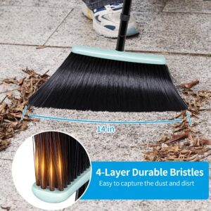 DALIPER 3 Pack Heavy Duty Broom Outdoor with Long Handle 55 Inches, Commercial 60 Degree Stiff Bristle Angled Brush for Sweeping Patio Garage Outside Indoor House Deck Porch Yard Home Warehouse