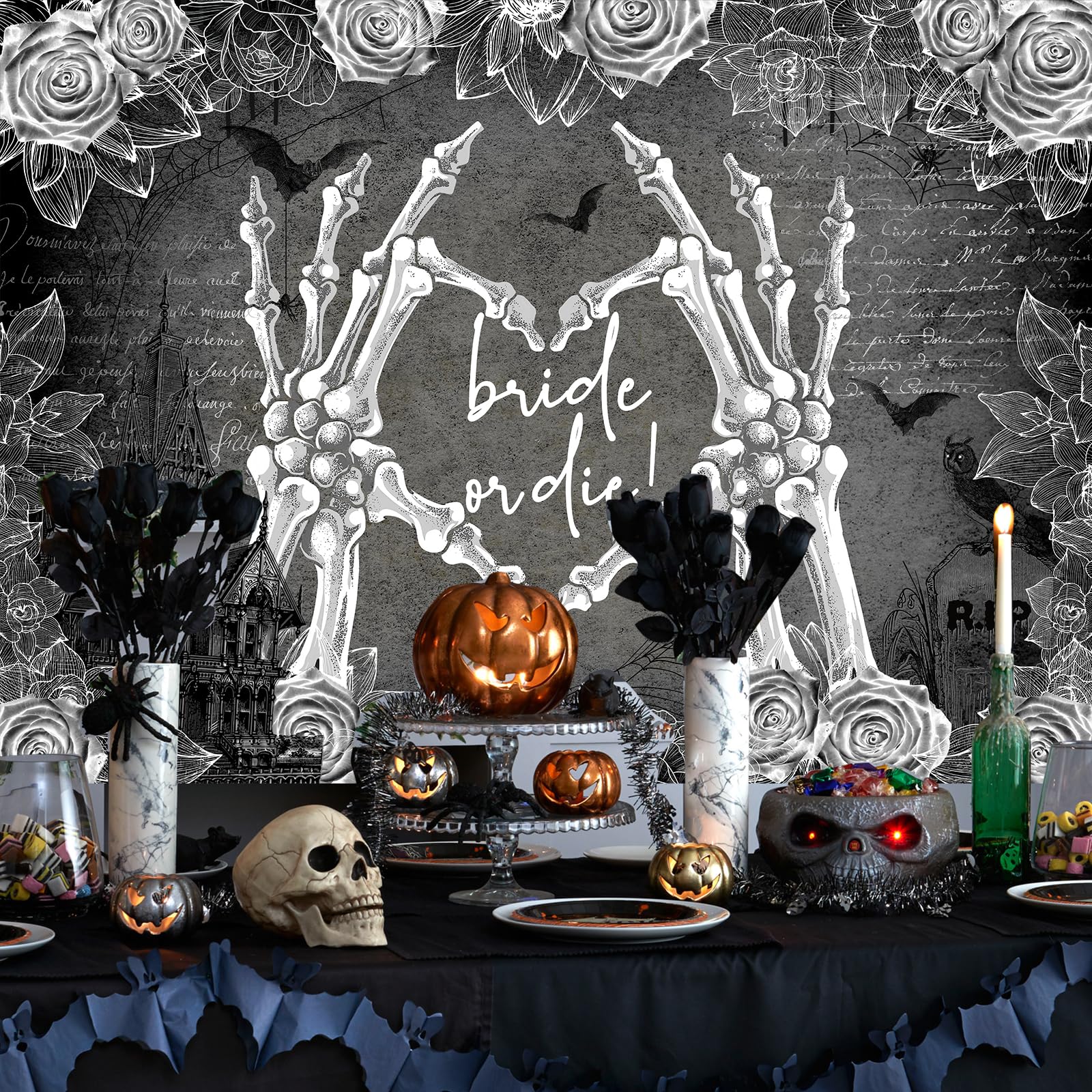 Avezano Bride Or Die Bachelorette Party Decorations Till Death Do Us Part Bridal Shower Gothic Wedding Engagement Party Decor Photoshoot Photo Booth Backdorps (7x5ft)