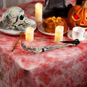 LFUTARI 3 PCS Halloween Bloody Gauze Table Cover- 85" x 60"Bloody Handprint Rectangle Tablecloth - Scary Halloween Table Cover for Halloween Decoration, Spooky Parties (3)