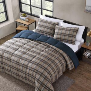 Eddie Bauer- King Duvet Cover Set, Reversible Microsuede Bedding Set with Matching Sham(s), Casual Home Décor (Rugged Plaid Brown, King)