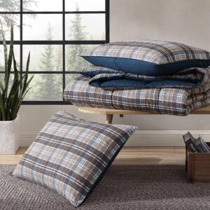 Eddie Bauer- King Duvet Cover Set, Reversible Microsuede Bedding Set with Matching Sham(s), Casual Home Décor (Rugged Plaid Brown, King)