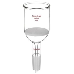 stonylab buchner filtering funnel, borosilicate glass buchner filtration funnel with fine filter disc (g3) and 24/40 lower standard joint, 60 ml