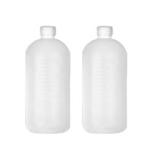 topwel 2pcs 1000ml/34oz empty plastic small mouth graduated lab chemical container reagent bottle sample liquid sealing reagent bottle boston rounds liquid storage with inner plug