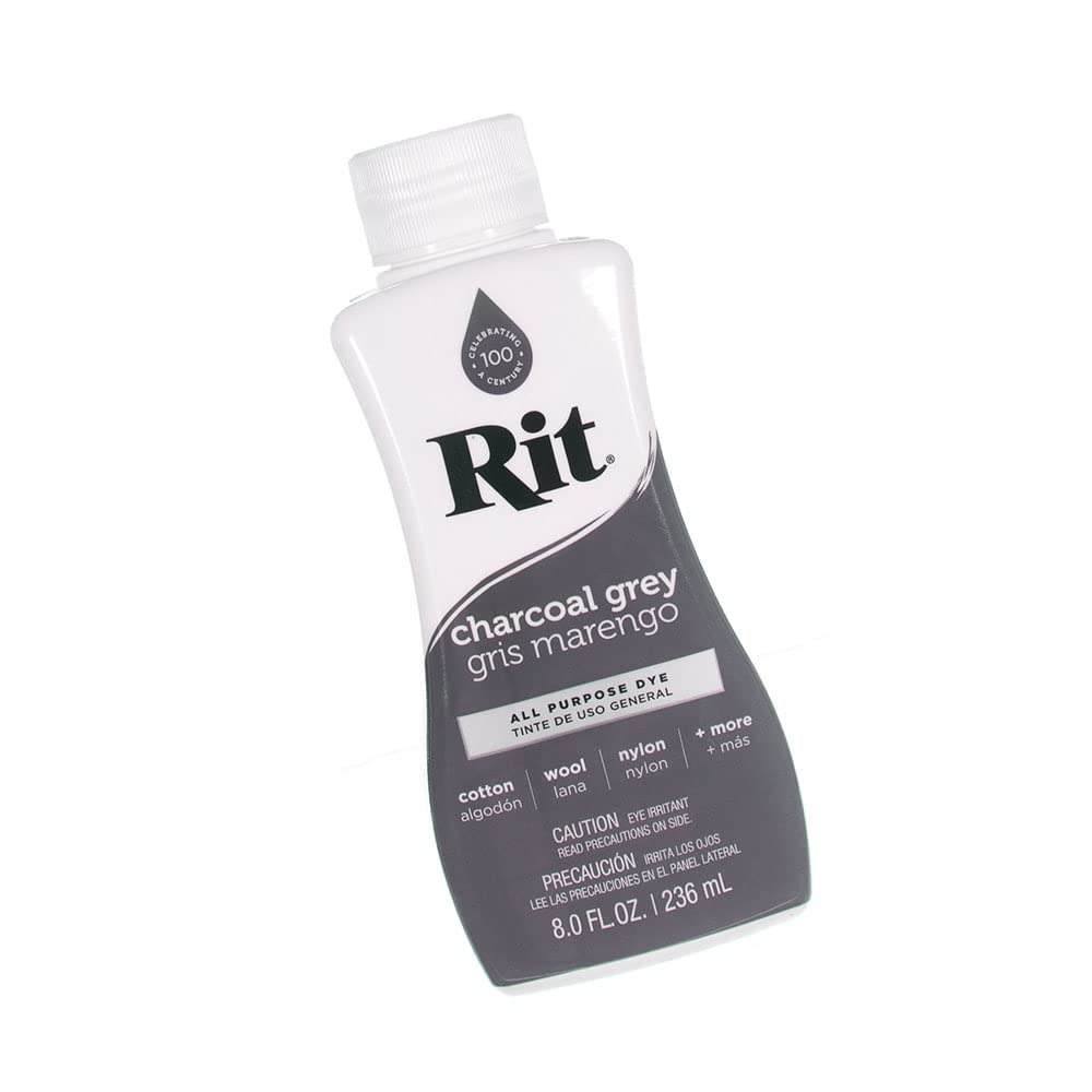 Rit Dye – 8 Oz. Liquid Fabric Dye for Clothing, Décor, and Crafts – Charcoal Grey (1 Pack)