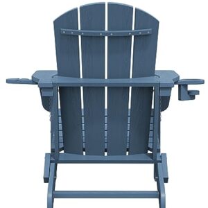 SERWALL Folding Adirondack Chair, HDPE Adirondack Chairs, Plastic Outdoor Chairs- Looks Exactly Like Real Wood- Navy