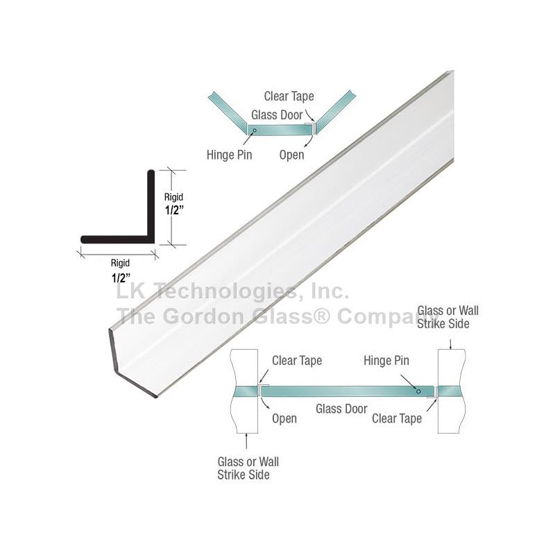 Gordon Glass® Crystal Clear Shower Door L-Shape Polycarbonate w/Pre-Applied Tape - 73" Long