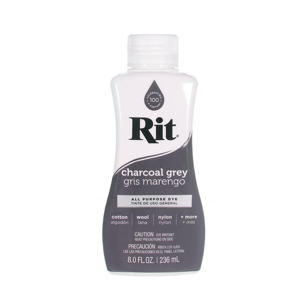 Rit Dye – 8 Oz. Liquid Fabric Dye for Clothing, Décor, and Crafts – Charcoal Grey (1 Pack)