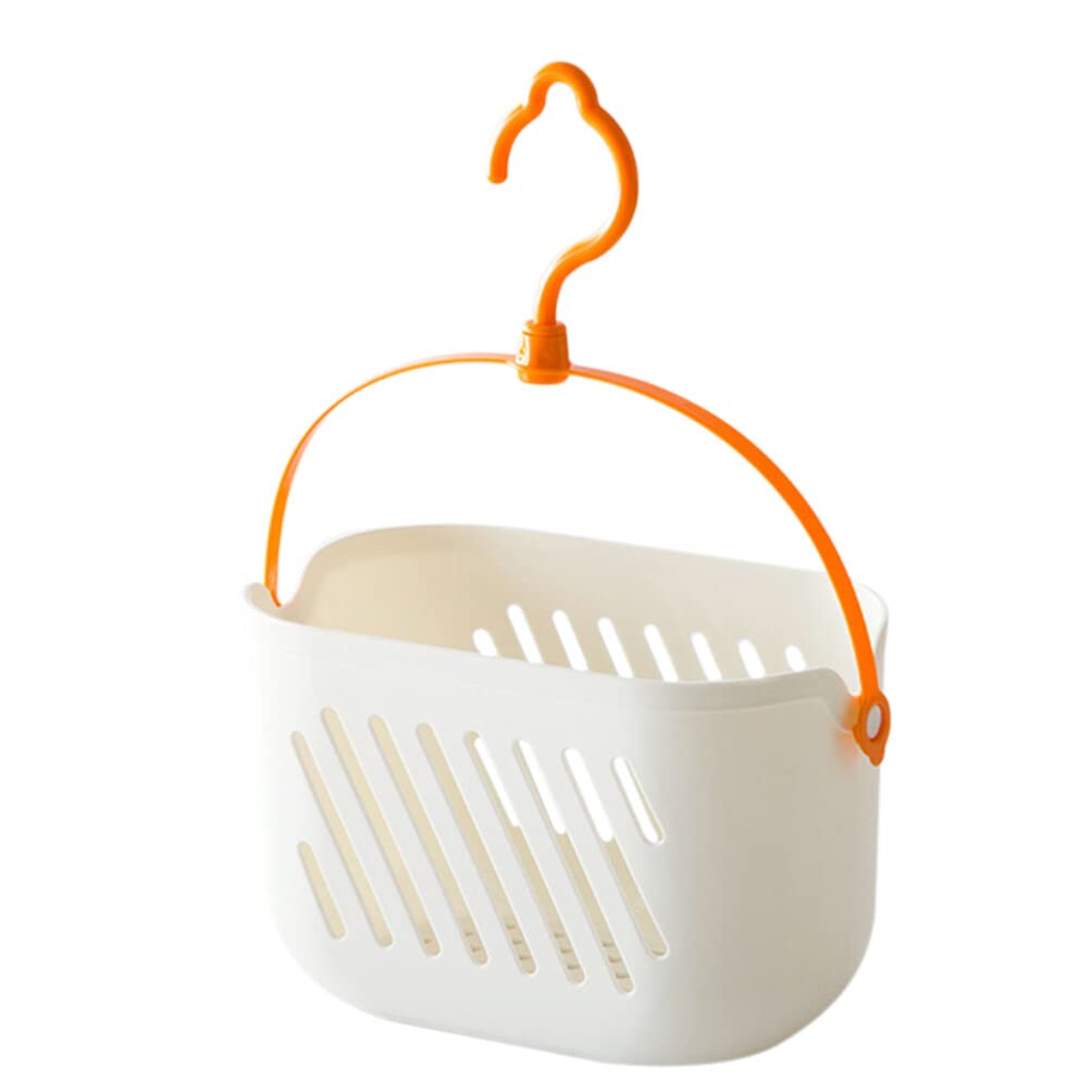 DOITOOL Hanging Shower Caddy Plastic Hanging Shower Basket Portable Kitchen Organizer Storage Basket with Hook for Home Bathroom Kitchen, White Plastic Shower Caddy Basket