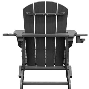 SERWALL Foldable Adirondack Chair, HDPE Adirondack Chair with Wood-Texture-Gray