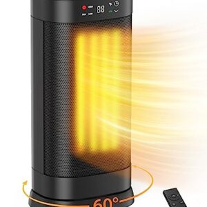 1500W Space Heater, Portable Electric Heater Heat Up 200 Square Feet for Indoor Use Office Garage, Rapid PTC Ceramic Heating with Remote, Digital Thermostat, 24H Timer, Multiple Safety Protection