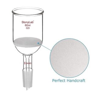 stonylab Buchner Filtering Funnel, Borosilicate Glass Buchner Filtration Funnel with Fine Filter Disc (G3) and 24/40 Lower Standard Joint, 60 ml